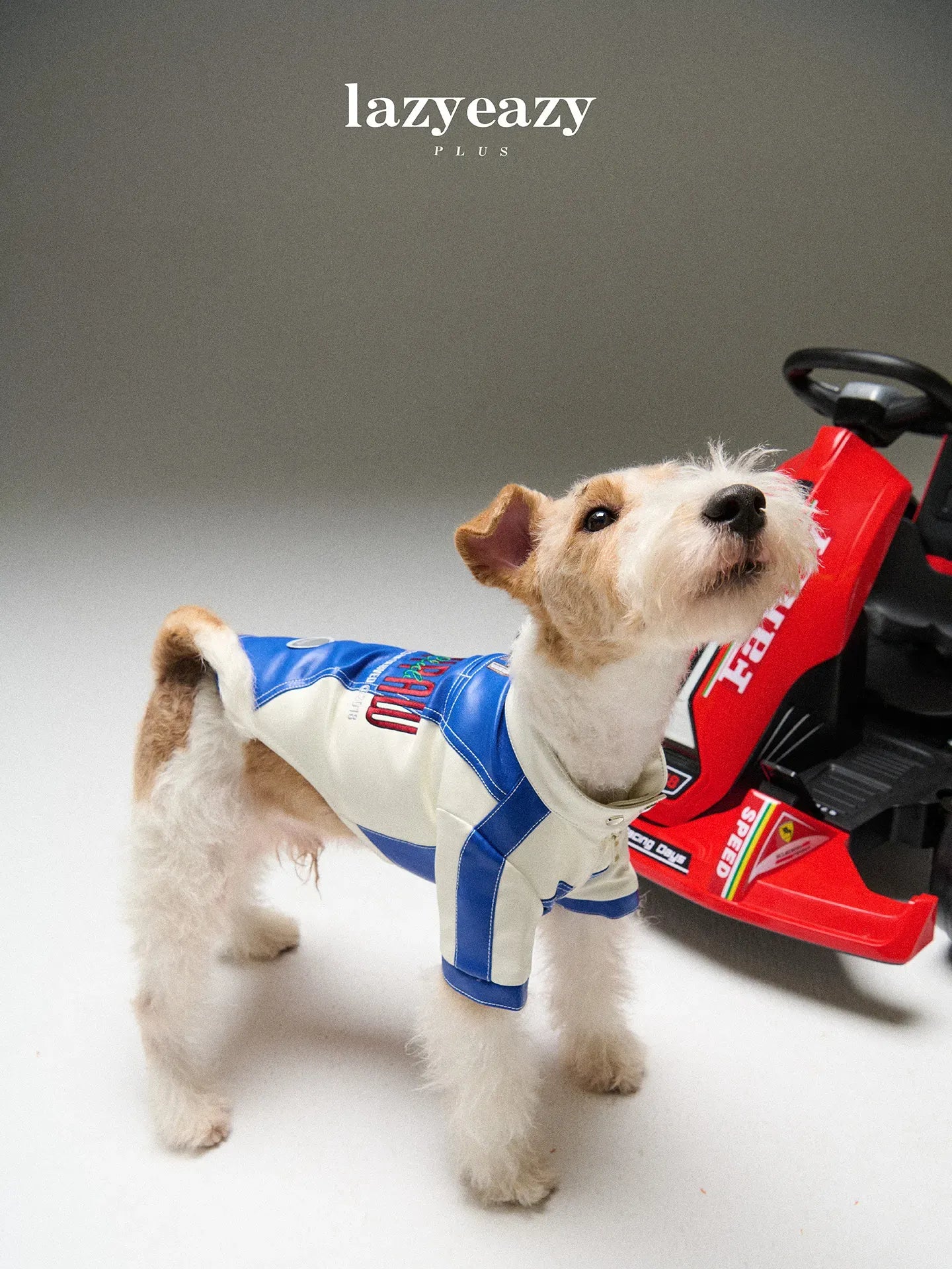 Racing-Style Embroidered Faux-Leather Pet Jacket