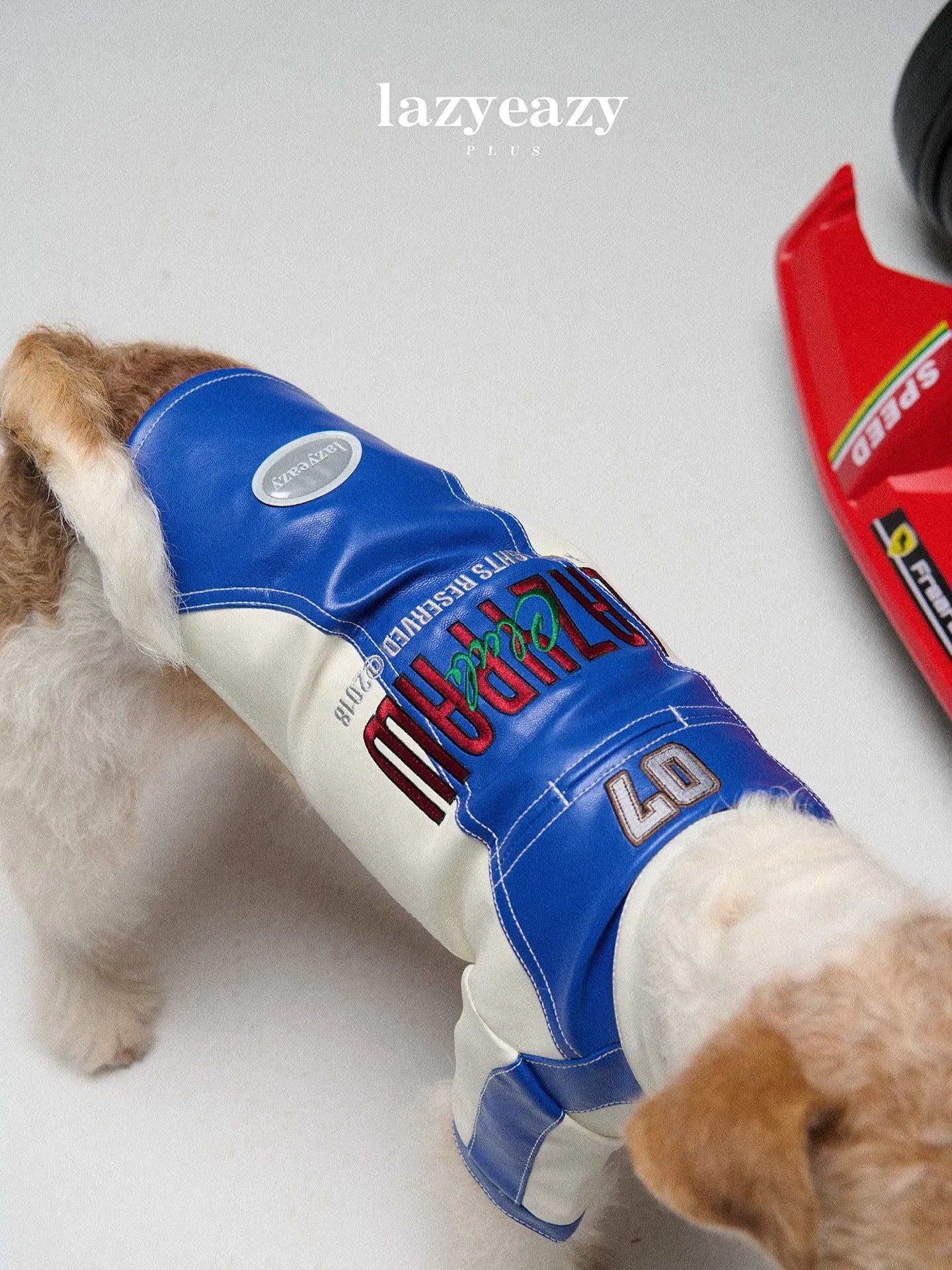 Racing-Style Embroidered Faux-Leather Pet Jacket