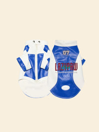 Racing-Style Embroidered Faux-Leather Pet Jacket
