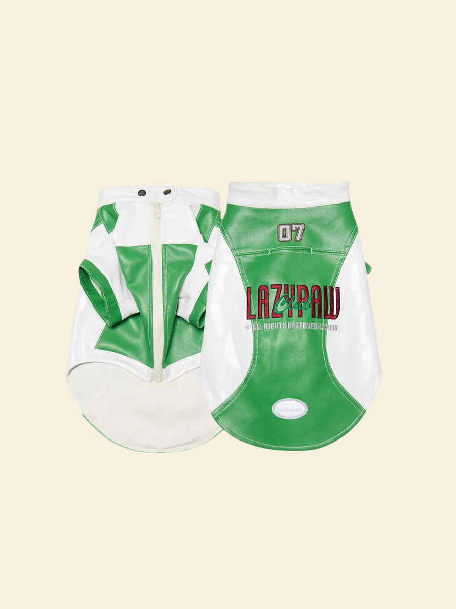 Racing-Style Embroidered Faux-Leather Pet Jacket