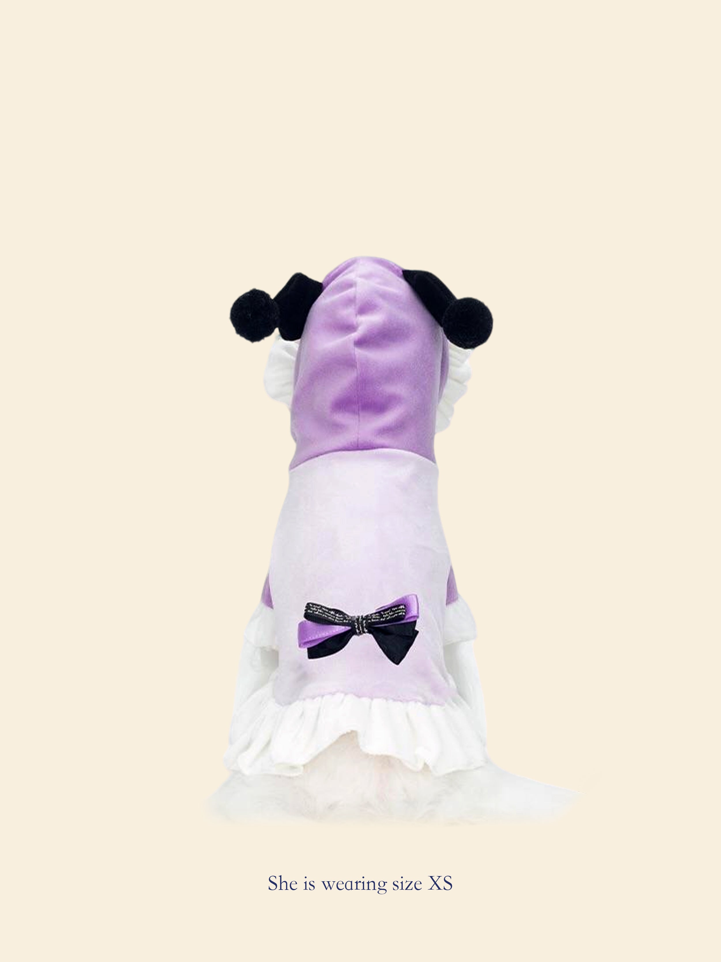 Purple & White Color-Block Pet Hooded Dress