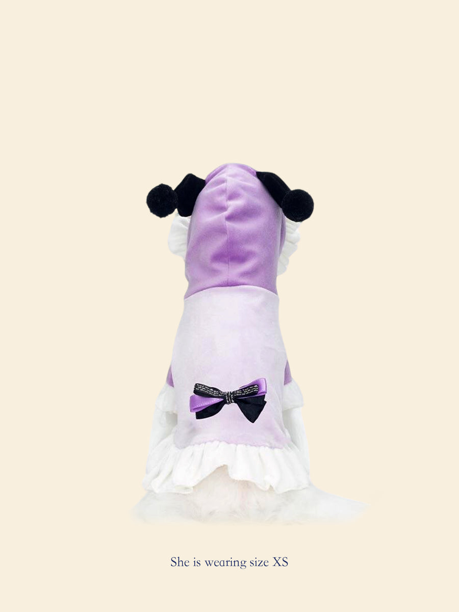 Purple & White Color-Block Pet Hooded Dress