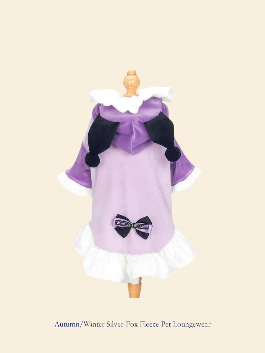 Purple & White Color-Block Pet Hooded Dress