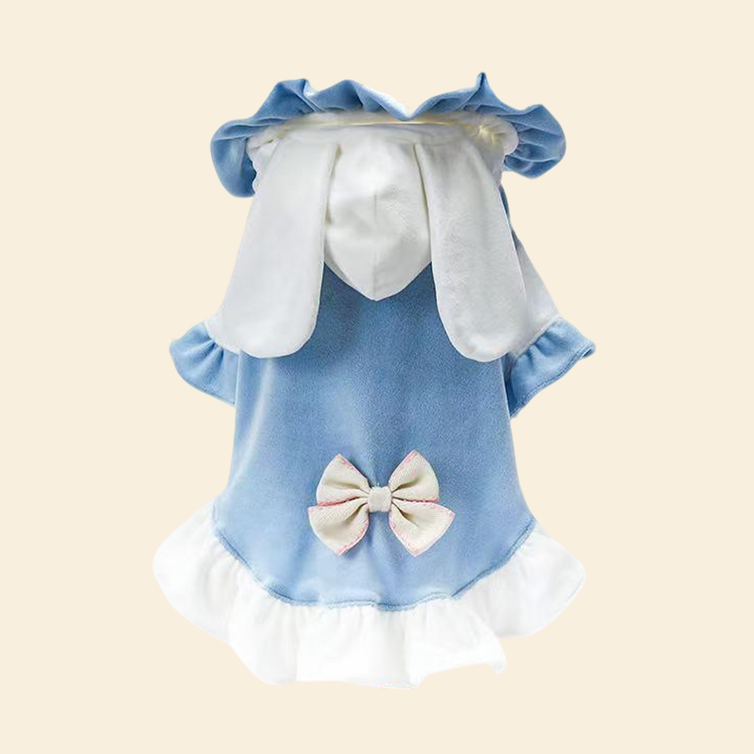 Blue & White Color-Block Pet Hooded Dress