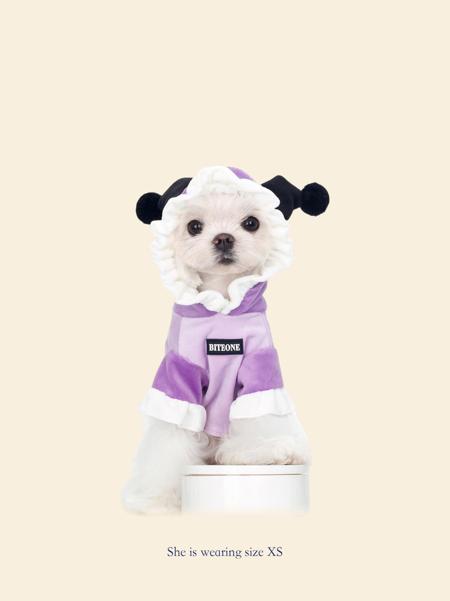 Purple & White Color-Block Pet Hooded Dress