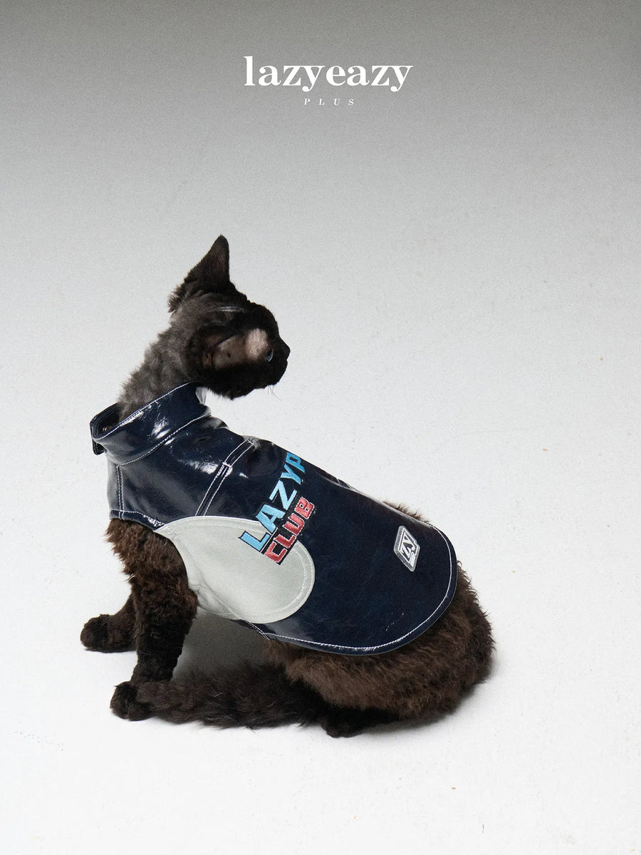 Racing-Style Embroidered Faux-Leather Pet Vest