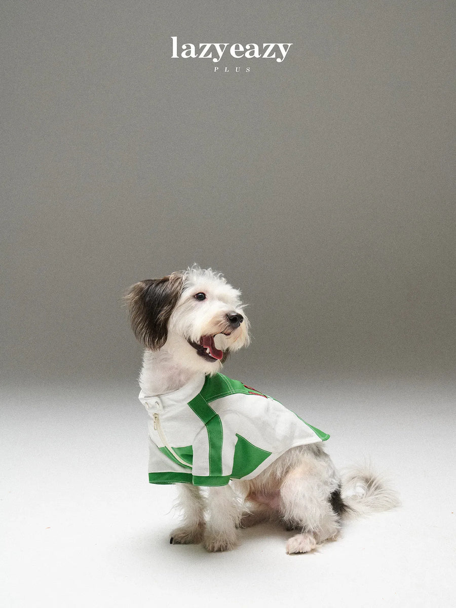 Racing-Style Embroidered Faux-Leather Pet Jacket