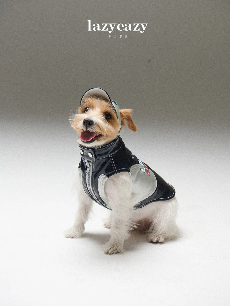 Racing-Style Embroidered Faux-Leather Pet Vest